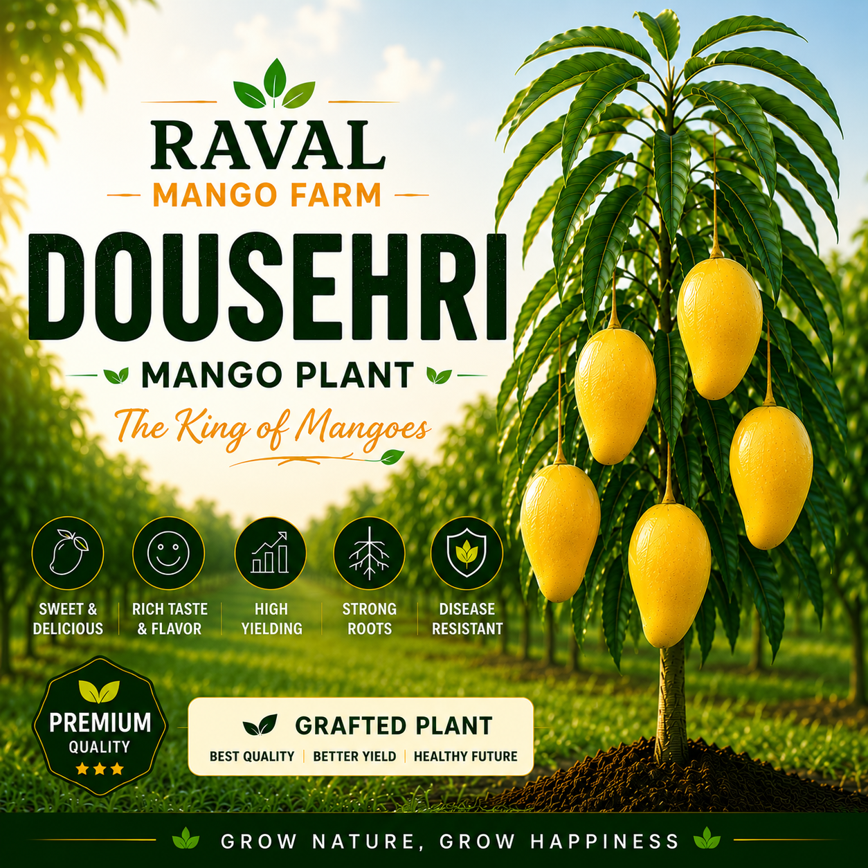 DOUSEHRI Mango Plant (Export Quality) – Healthy Grafted Plant by Raval Mango Farm